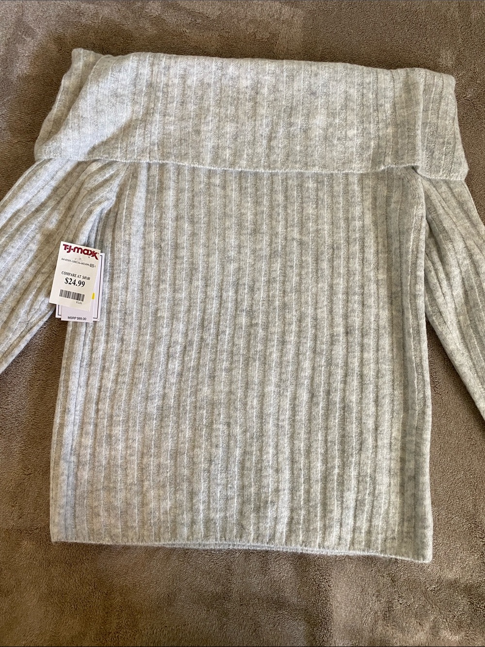 Brand New Light Grey Off the Shoulder Sweater